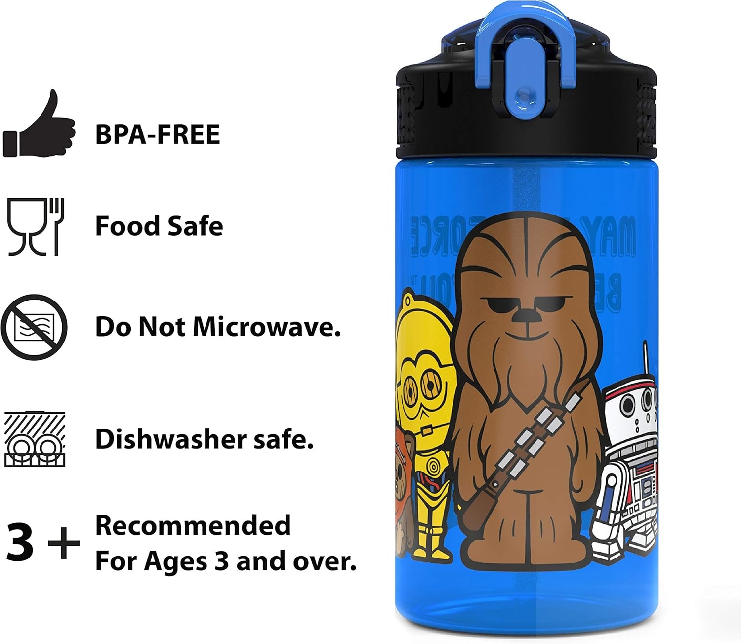 image:imageZak Designs Bluey Sage Kids Water Bottle For School or Travel 16oz Durable Plastic Water Bottle With Straw Handle and LeakProof PopUp Spout Cover 2Pack Set Bluey amp BingoDarth Vader Bottle 2pk