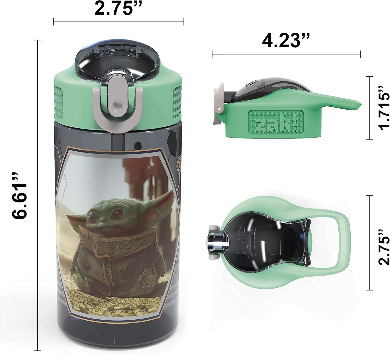 image:imageZak Designs Bluey Sage Kids Water Bottle For School or Travel 16oz Durable Plastic Water Bottle With Straw Handle and LeakProof PopUp Spout Cover 2Pack Set Bluey amp BingoBaby Yoda Bottle 2pk