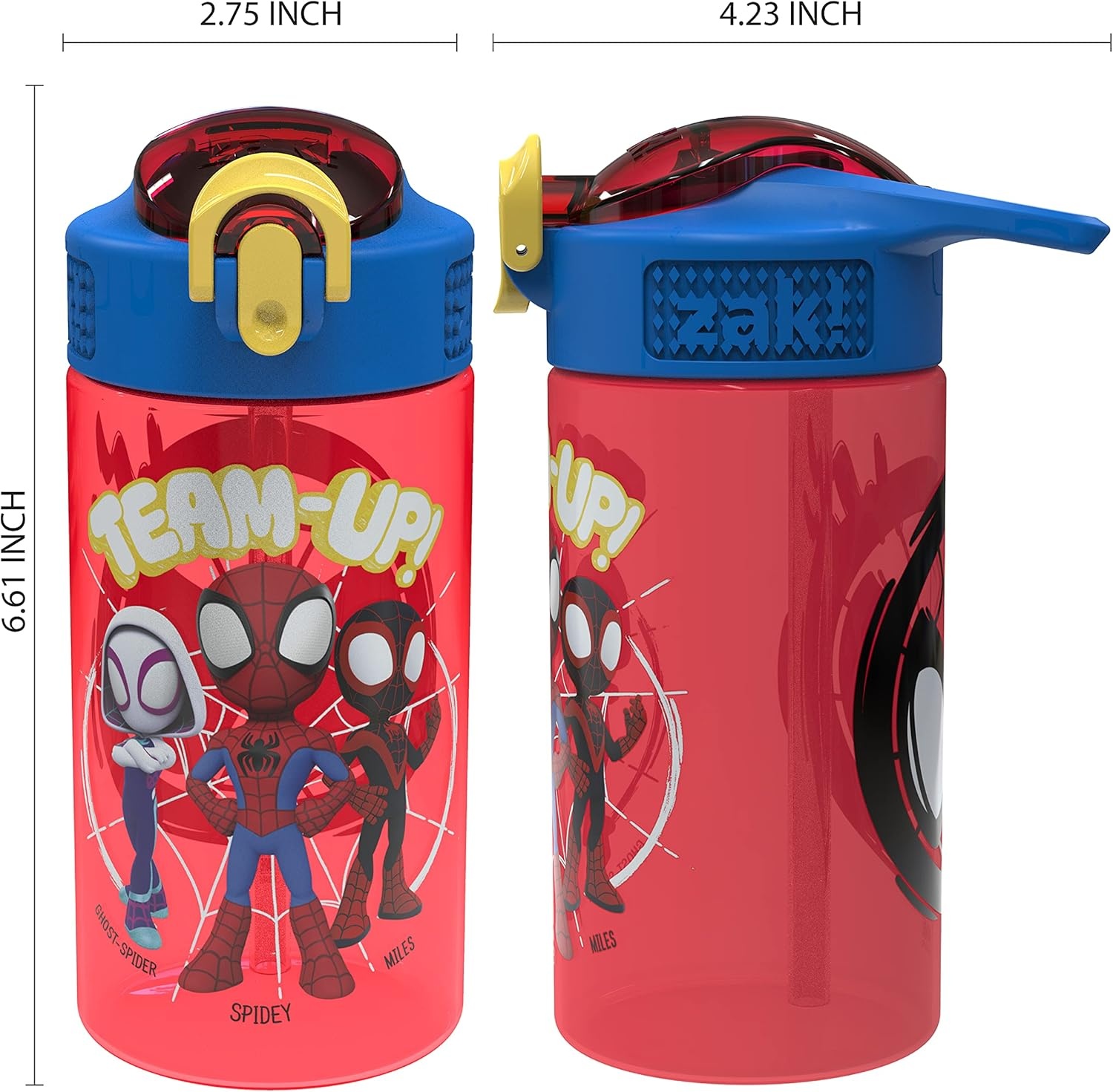 image:imageZak Designs Bluey Sage Kids Water Bottle For School or Travel 16oz Durable Plastic Water Bottle With Straw Handle and LeakProof PopUp Spout Cover 2Pack Set Bluey amp BingoSpidey and His Amazing Friends 2pk