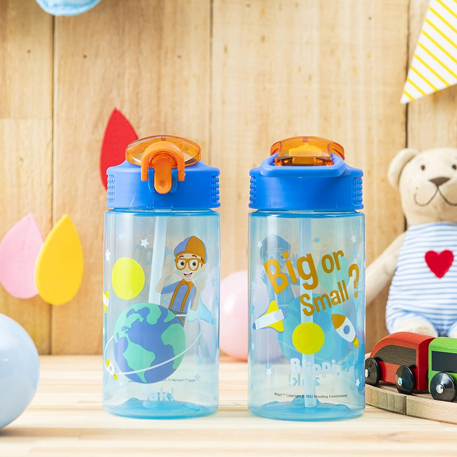 image:imageZak Designs Bluey Sage Kids Water Bottle For School or Travel 16oz Durable Plastic Water Bottle With Straw Handle and LeakProof PopUp Spout Cover 2Pack Set Bluey amp BingoBlippi 2pk