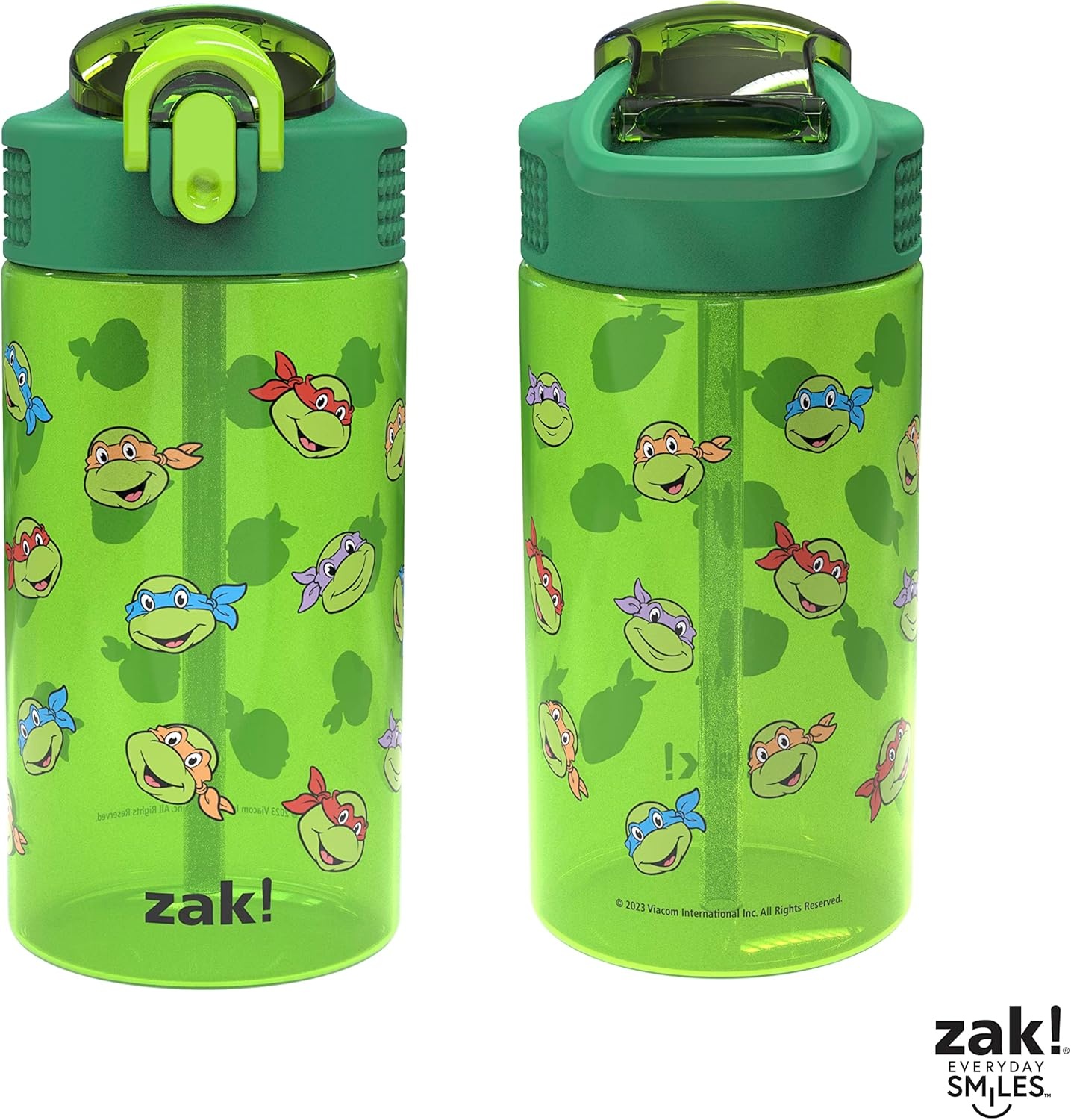 image:imageZak Designs Bluey Sage Kids Water Bottle For School or Travel 16oz Durable Plastic Water Bottle With Straw Handle and LeakProof PopUp Spout Cover 2Pack Set Bluey amp BingoTeenage Mutant Ninja Turtles