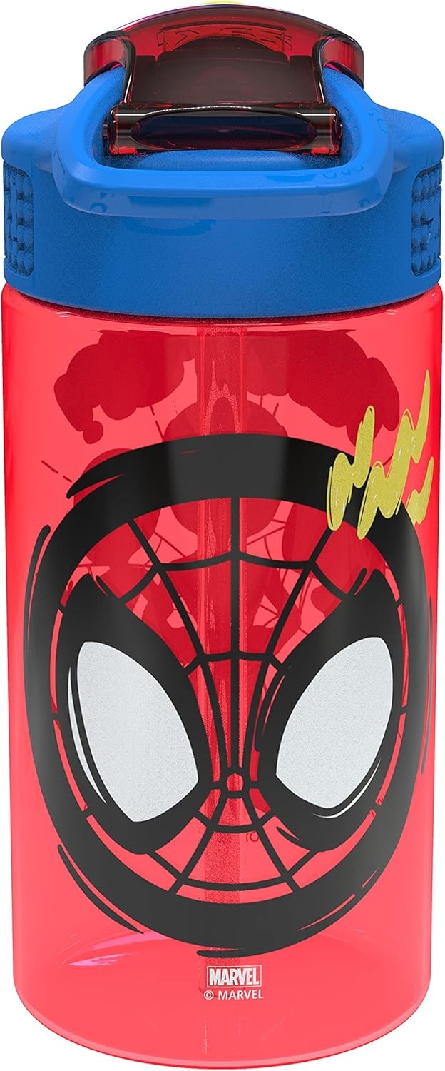 image:imageZak Designs Bluey Sage Kids Water Bottle For School or Travel 16oz Durable Plastic Water Bottle With Straw Handle and LeakProof PopUp Spout Cover 2Pack Set Bluey amp BingoSpidey and His Amazing Friends 2pk