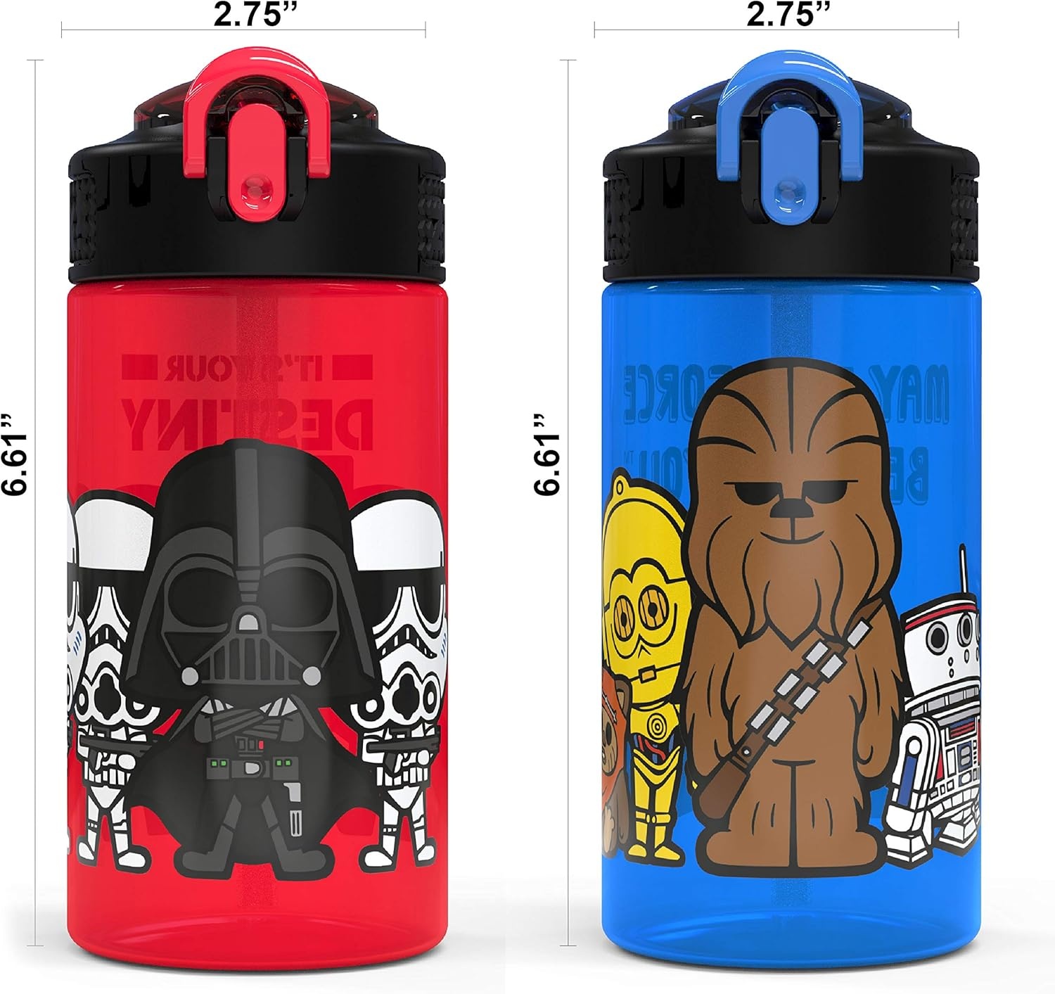 image:imageZak Designs Bluey Sage Kids Water Bottle For School or Travel 16oz Durable Plastic Water Bottle With Straw Handle and LeakProof PopUp Spout Cover 2Pack Set Bluey amp BingoDarth Vader Bottle 2pk