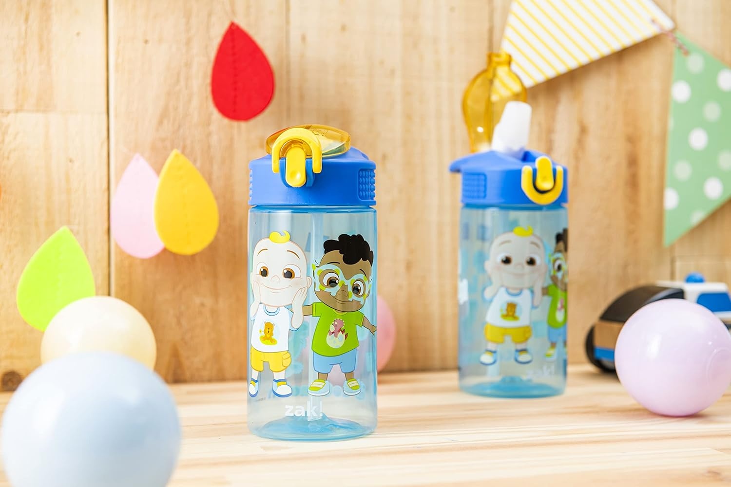 image:imageZak Designs Bluey Sage Kids Water Bottle For School or Travel 16oz Durable Plastic Water Bottle With Straw Handle and LeakProof PopUp Spout Cover 2Pack Set Bluey amp BingoCoComelon 2pk
