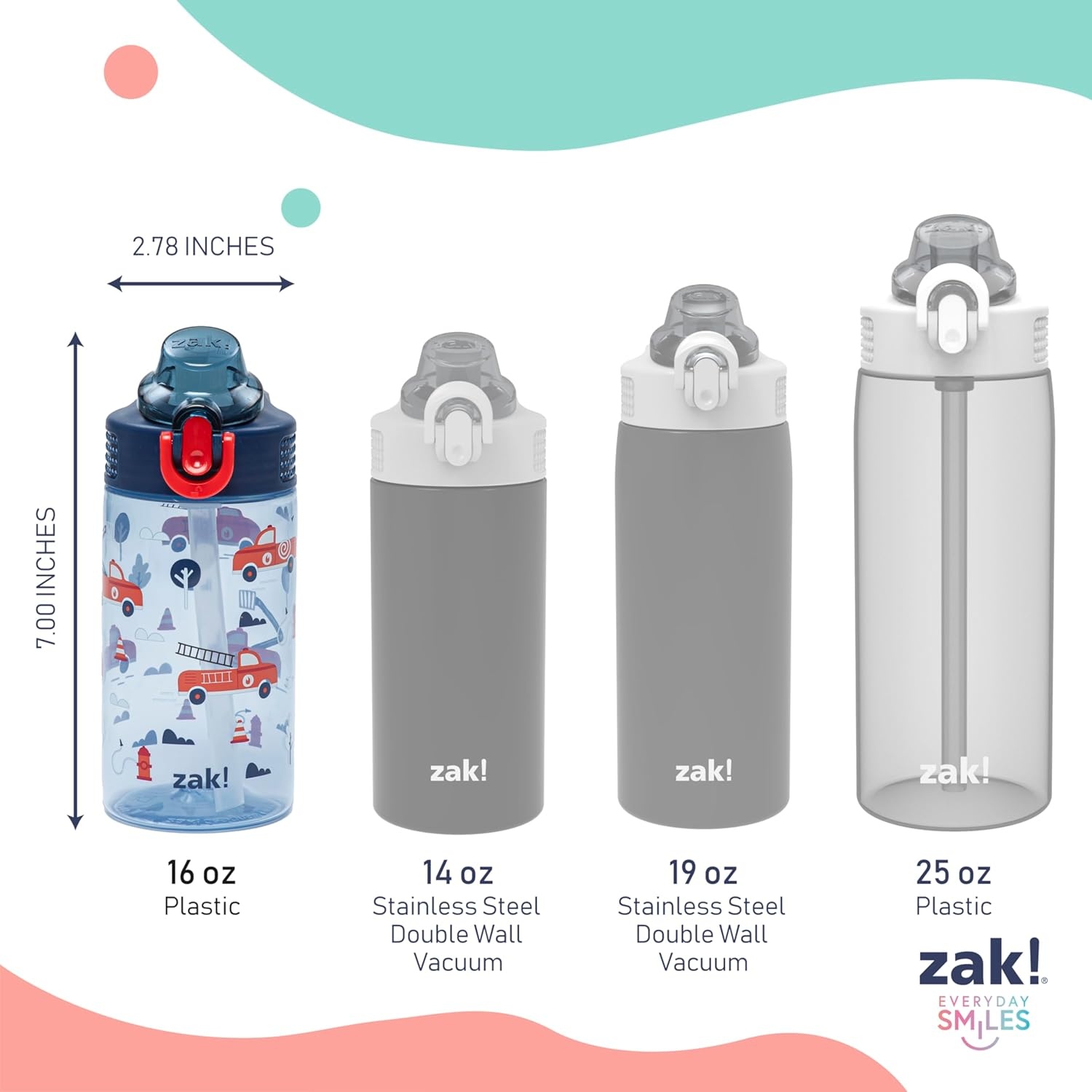 image:imageZak Designs Bluey Sage Kids Water Bottle For School or Travel 16oz Durable Plastic Water Bottle With Straw Handle and LeakProof PopUp Spout Cover 2Pack Set Bluey amp BingoConstruction and Rescue