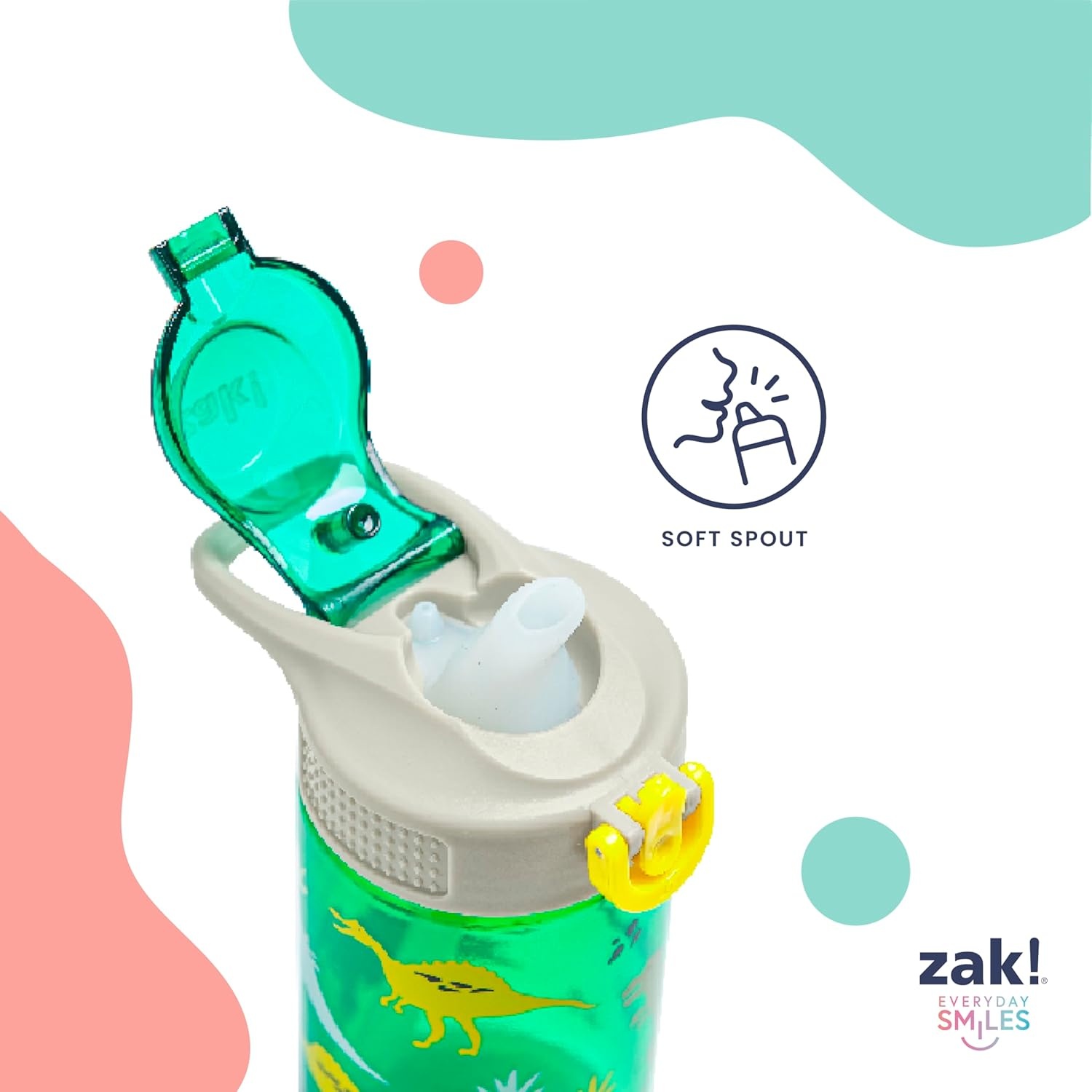 image:imageZak Designs Bluey Sage Kids Water Bottle For School or Travel 16oz Durable Plastic Water Bottle With Straw Handle and LeakProof PopUp Spout Cover 2Pack Set Bluey amp BingoHot Wheels Monster Trucks