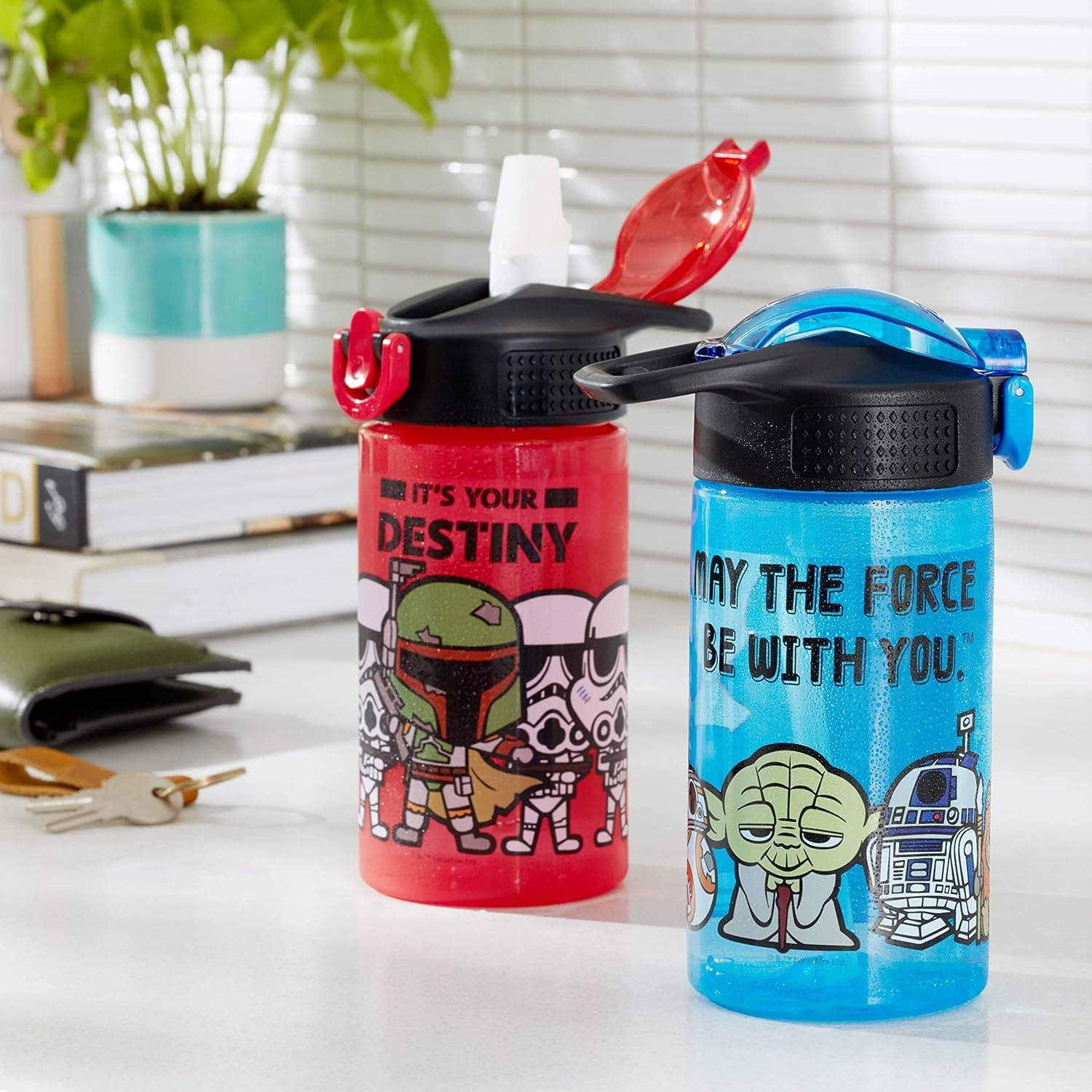 image:imageZak Designs Bluey Sage Kids Water Bottle For School or Travel 16oz Durable Plastic Water Bottle With Straw Handle and LeakProof PopUp Spout Cover 2Pack Set Bluey amp BingoDarth Vader Bottle 2pk