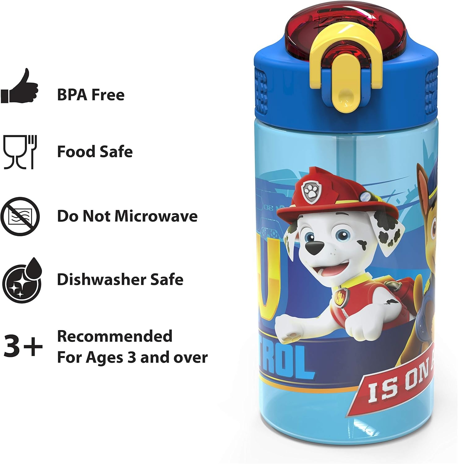 image:imageZak Designs Bluey Sage Kids Water Bottle For School or Travel 16oz Durable Plastic Water Bottle With Straw Handle and LeakProof PopUp Spout Cover 2Pack Set Bluey amp BingoPaw Patrol Marshall Bottle 2pk