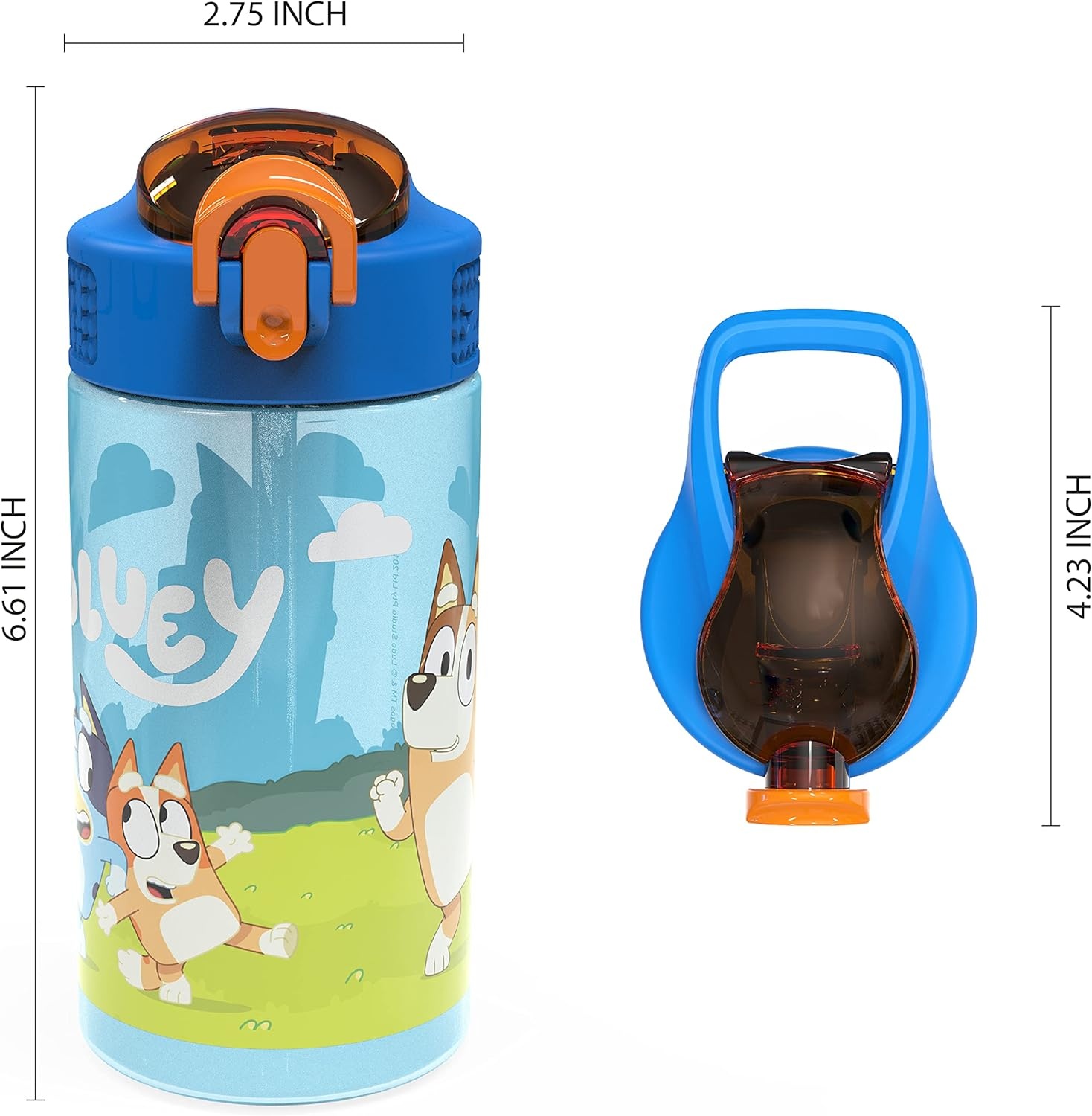 image:imageZak Designs Bluey Sage Kids Water Bottle For School or Travel 16oz Durable Plastic Water Bottle With Straw Handle and LeakProof PopUp Spout Cover 2Pack Set Bluey amp BingoBluey Bottle 2pk