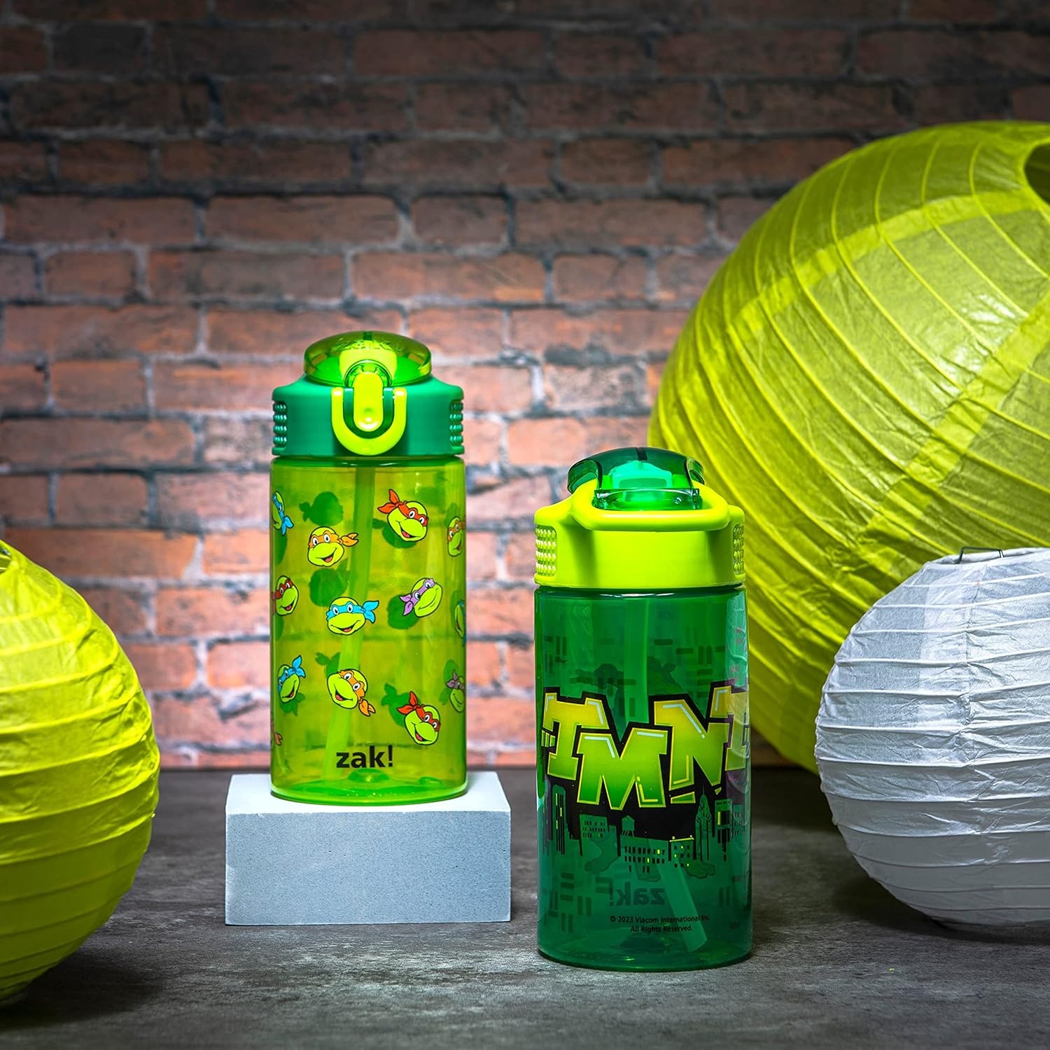 image:imageZak Designs Bluey Sage Kids Water Bottle For School or Travel 16oz Durable Plastic Water Bottle With Straw Handle and LeakProof PopUp Spout Cover 2Pack Set Bluey amp BingoTeenage Mutant Ninja Turtles