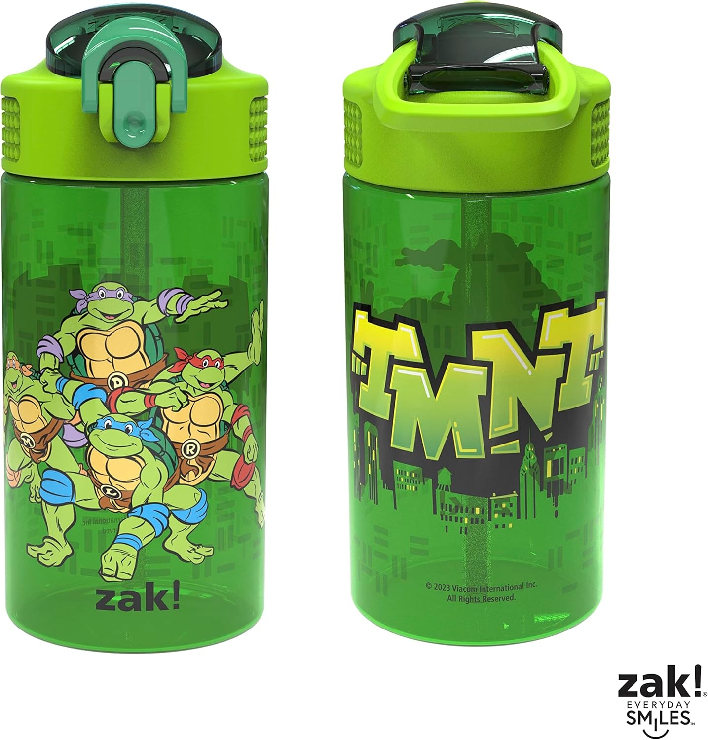 image:imageZak Designs Bluey Sage Kids Water Bottle For School or Travel 16oz Durable Plastic Water Bottle With Straw Handle and LeakProof PopUp Spout Cover 2Pack Set Bluey amp BingoTeenage Mutant Ninja Turtles