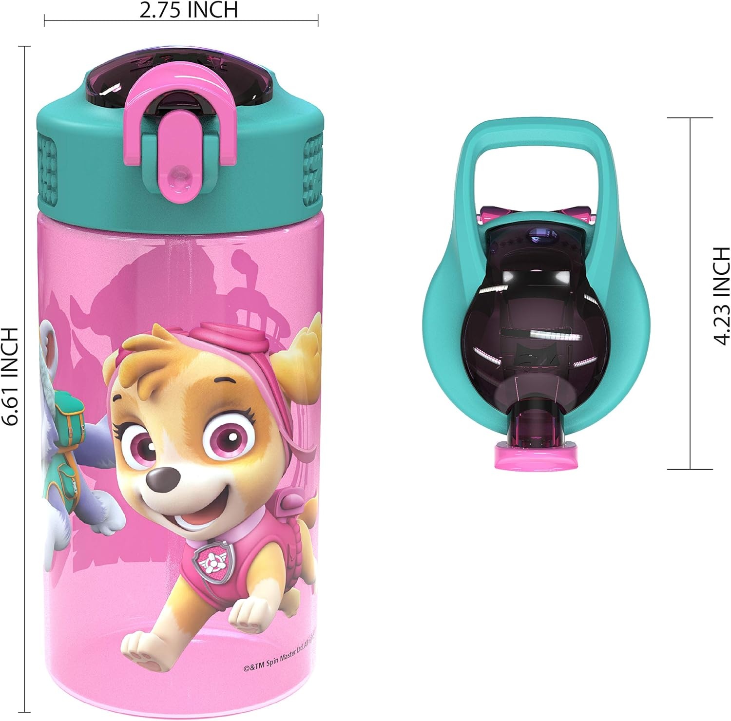 image:imageZak Designs Bluey Sage Kids Water Bottle For School or Travel 16oz Durable Plastic Water Bottle With Straw Handle and LeakProof PopUp Spout Cover 2Pack Set Bluey amp BingoPaw Patrol Skye Bottle 2pk