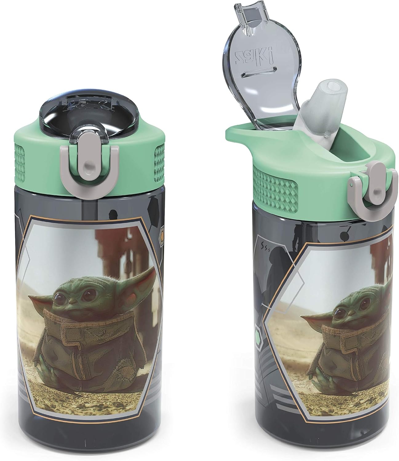 image:imageZak Designs Bluey Sage Kids Water Bottle For School or Travel 16oz Durable Plastic Water Bottle With Straw Handle and LeakProof PopUp Spout Cover 2Pack Set Bluey amp BingoBaby Yoda Bottle 2pk