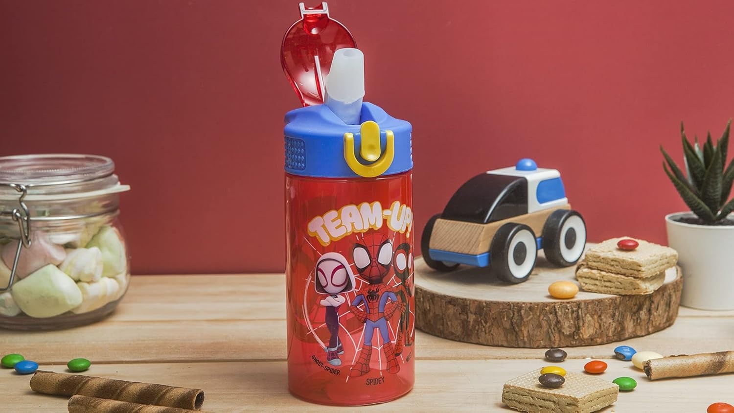 image:imageZak Designs Bluey Sage Kids Water Bottle For School or Travel 16oz Durable Plastic Water Bottle With Straw Handle and LeakProof PopUp Spout Cover 2Pack Set Bluey amp BingoSpidey and His Amazing Friends 2pk