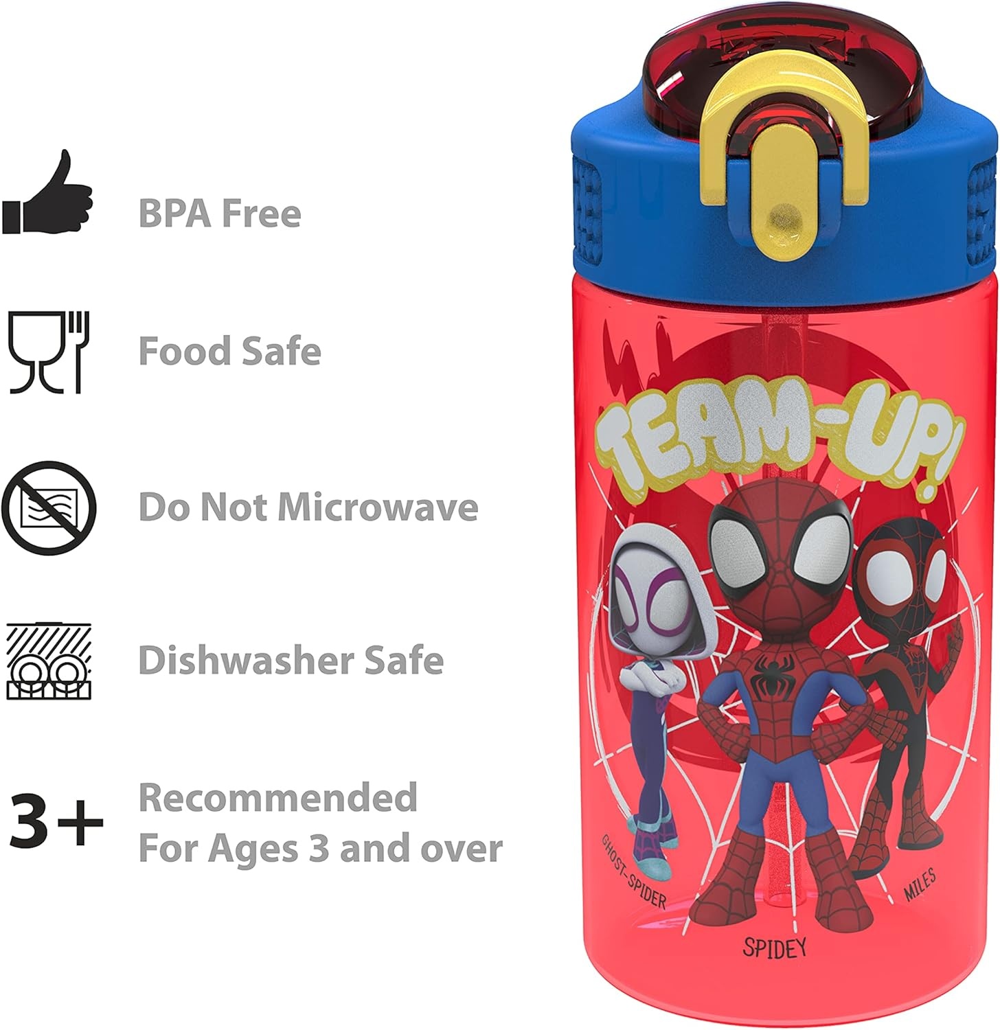 image:imageZak Designs Bluey Sage Kids Water Bottle For School or Travel 16oz Durable Plastic Water Bottle With Straw Handle and LeakProof PopUp Spout Cover 2Pack Set Bluey amp BingoSpidey and His Amazing Friends 2pk