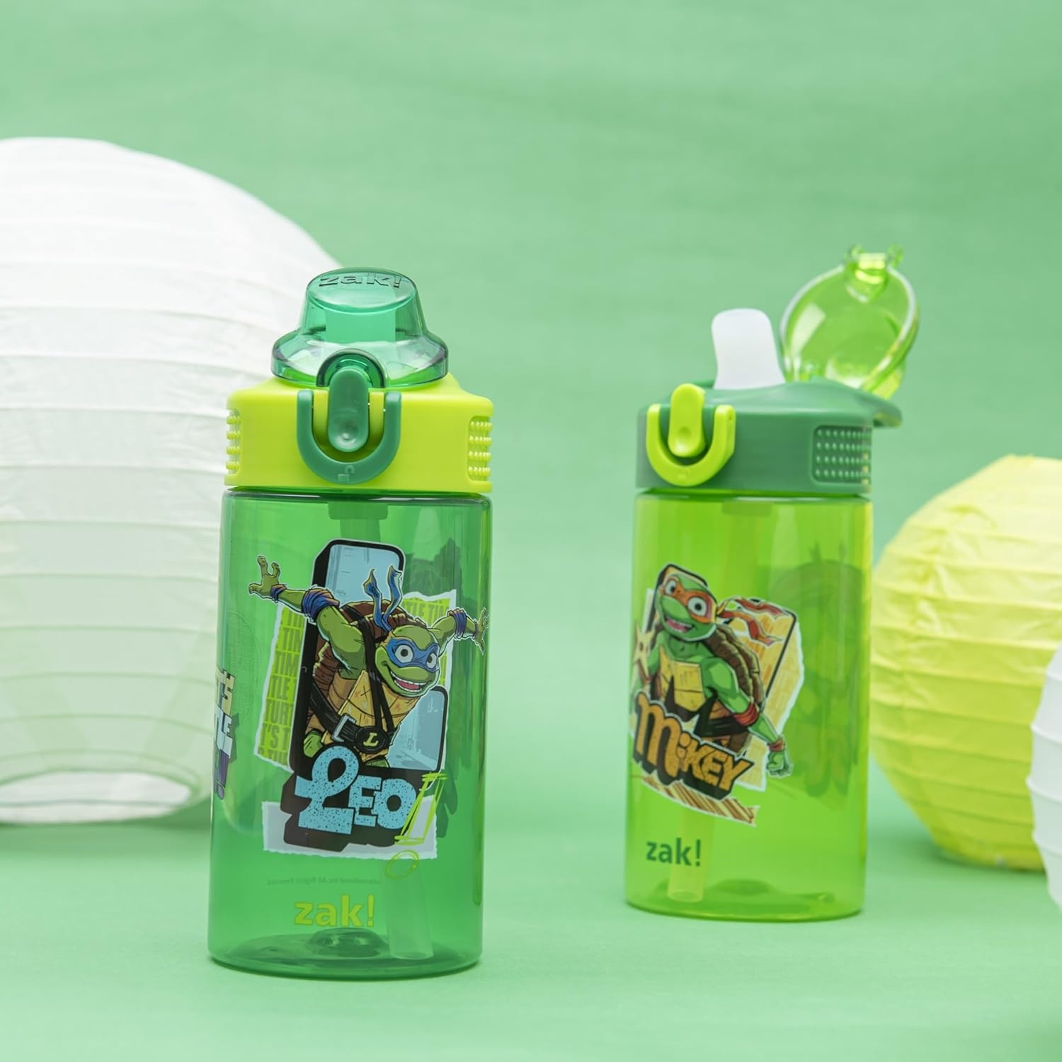 image:imageZak Designs Bluey Sage Kids Water Bottle For School or Travel 16oz Durable Plastic Water Bottle With Straw Handle and LeakProof PopUp Spout Cover 2Pack Set Bluey amp BingoTMNT