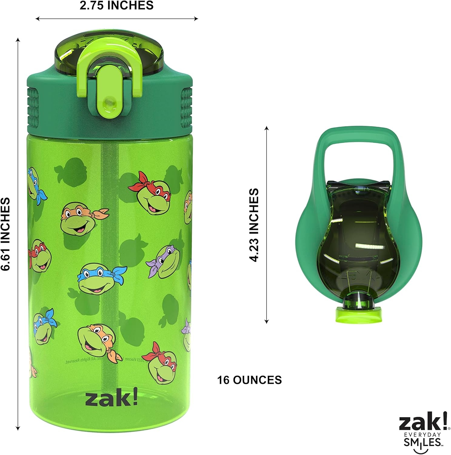 image:imageZak Designs Bluey Sage Kids Water Bottle For School or Travel 16oz Durable Plastic Water Bottle With Straw Handle and LeakProof PopUp Spout Cover 2Pack Set Bluey amp BingoTeenage Mutant Ninja Turtles