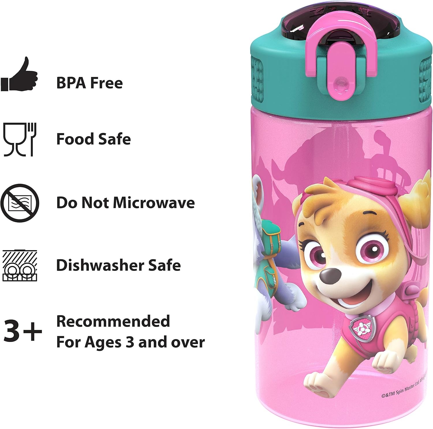image:imageZak Designs Bluey Sage Kids Water Bottle For School or Travel 16oz Durable Plastic Water Bottle With Straw Handle and LeakProof PopUp Spout Cover 2Pack Set Bluey amp BingoPaw Patrol Skye Bottle 2pk