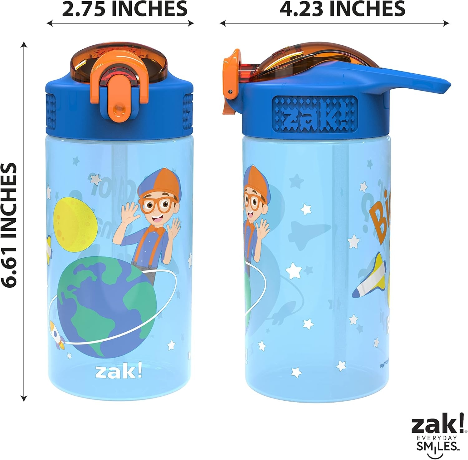 image:imageZak Designs Bluey Sage Kids Water Bottle For School or Travel 16oz Durable Plastic Water Bottle With Straw Handle and LeakProof PopUp Spout Cover 2Pack Set Bluey amp BingoBlippi 2pk