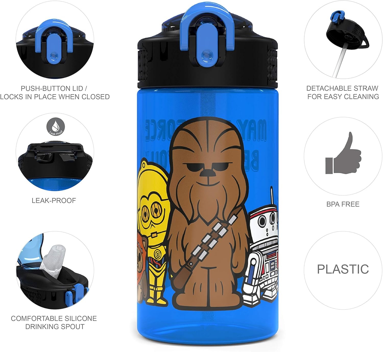 image:imageZak Designs Bluey Sage Kids Water Bottle For School or Travel 16oz Durable Plastic Water Bottle With Straw Handle and LeakProof PopUp Spout Cover 2Pack Set Bluey amp BingoDarth Vader Bottle 2pk