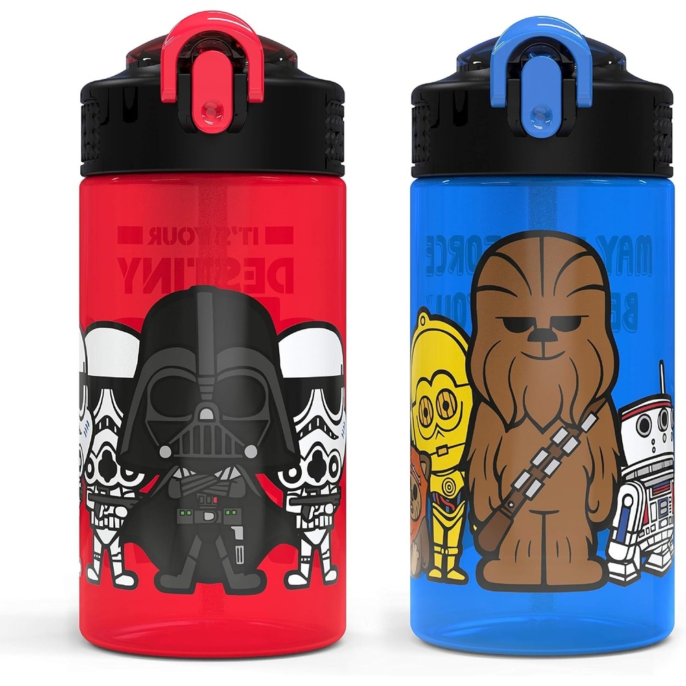 image:imageZak Designs Bluey Sage Kids Water Bottle For School or Travel 16oz Durable Plastic Water Bottle With Straw Handle and LeakProof PopUp Spout Cover 2Pack Set Bluey amp BingoDarth Vader Bottle 2pk