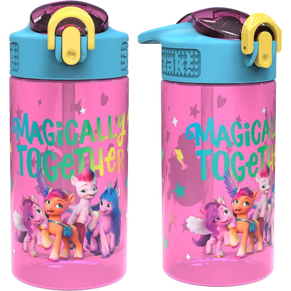 image:imageZak Designs Bluey Sage Kids Water Bottle For School or Travel 16oz Durable Plastic Water Bottle With Straw Handle and LeakProof PopUp Spout Cover 2Pack Set Bluey amp BingoMy Little Pony 2pk