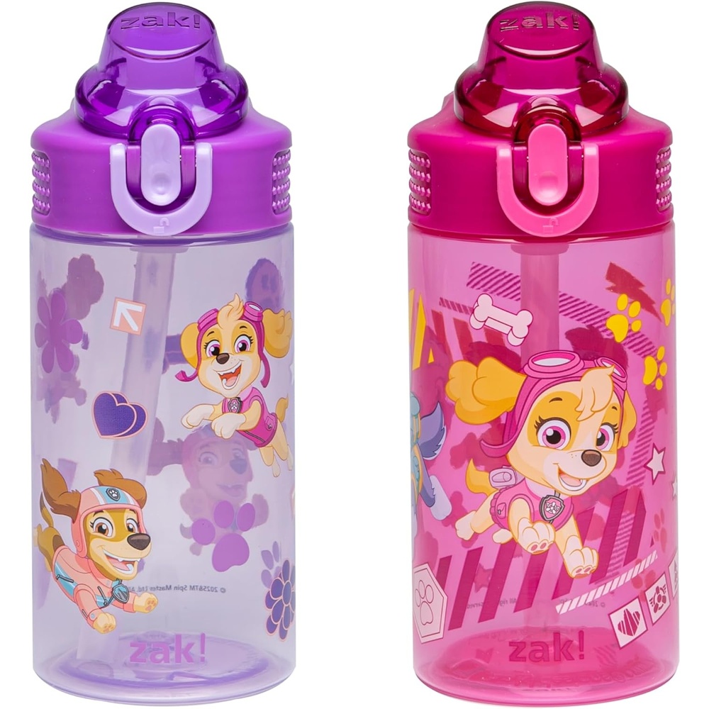 image:imageZak Designs Bluey Sage Kids Water Bottle For School or Travel 16oz Durable Plastic Water Bottle With Straw Handle and LeakProof PopUp Spout Cover 2Pack Set Bluey amp BingoPAW Patrol Skye Friends