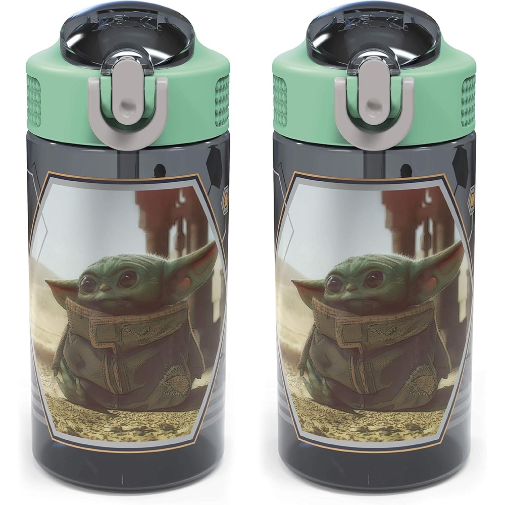 image:imageZak Designs Bluey Sage Kids Water Bottle For School or Travel 16oz Durable Plastic Water Bottle With Straw Handle and LeakProof PopUp Spout Cover 2Pack Set Bluey amp BingoBaby Yoda Bottle 2pk