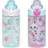 Zak Designs Bluey Sage Kids Water Bottle For School or Travel, 16oz Durable Plastic Water Bottle With Straw, Handle, and Leak-Proof, Pop-Up Spout Cover, 2-Pack Set (Bluey & Bingo)(Gabby’s Dollhouse (The Gabby Cats))