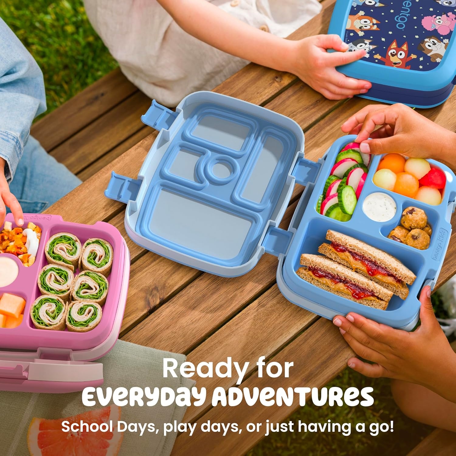 image:imageBentgo BLUEY Kids Prints LeakProof 5Compartment BentoStyle Kids Lunch Box Ideal Portions Ages 37 Durable DropProof Dishwasher Safe PFAS amp BPAFree Bluey amp Bingo Play DayHearts Crafts