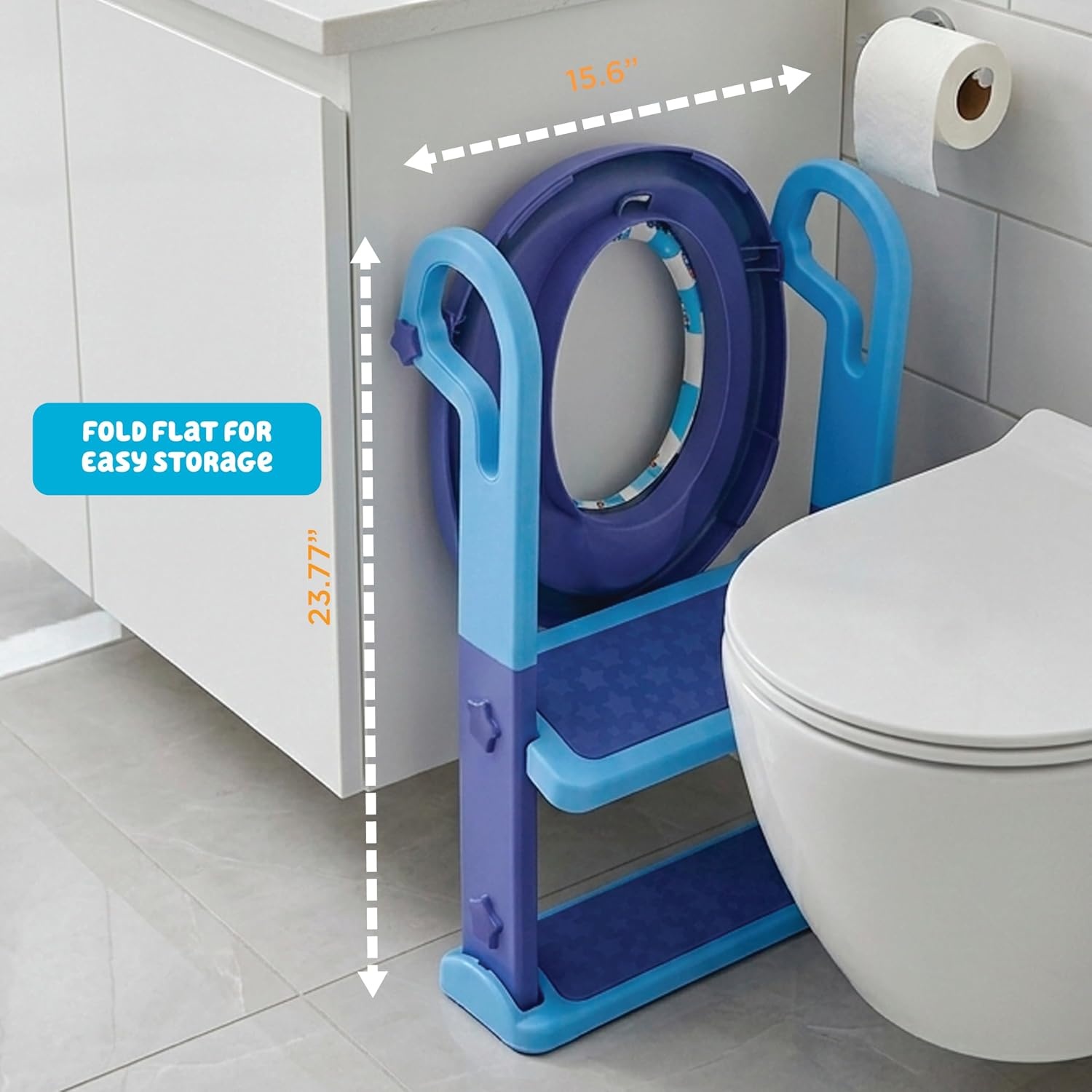 image:imageBluey Step amp Sit Potty Trainer Secure Ladder for KidSafe Climbs to Potty Fun Bluey Images on Cushioned Potty Seat Adjustable Ladder Height Removable Seat for Cleaning Folds for Storage