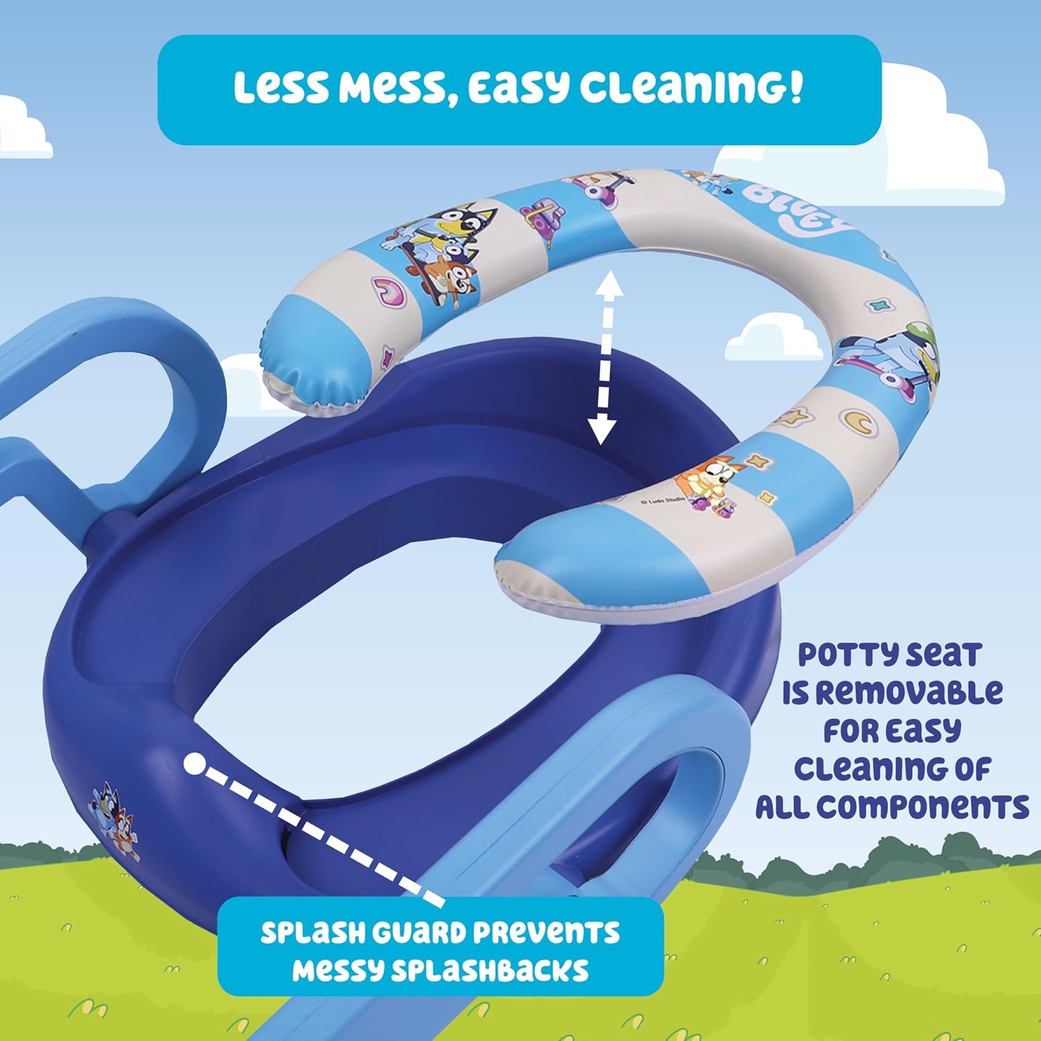 image:imageBluey Step amp Sit Potty Trainer Secure Ladder for KidSafe Climbs to Potty Fun Bluey Images on Cushioned Potty Seat Adjustable Ladder Height Removable Seat for Cleaning Folds for Storage