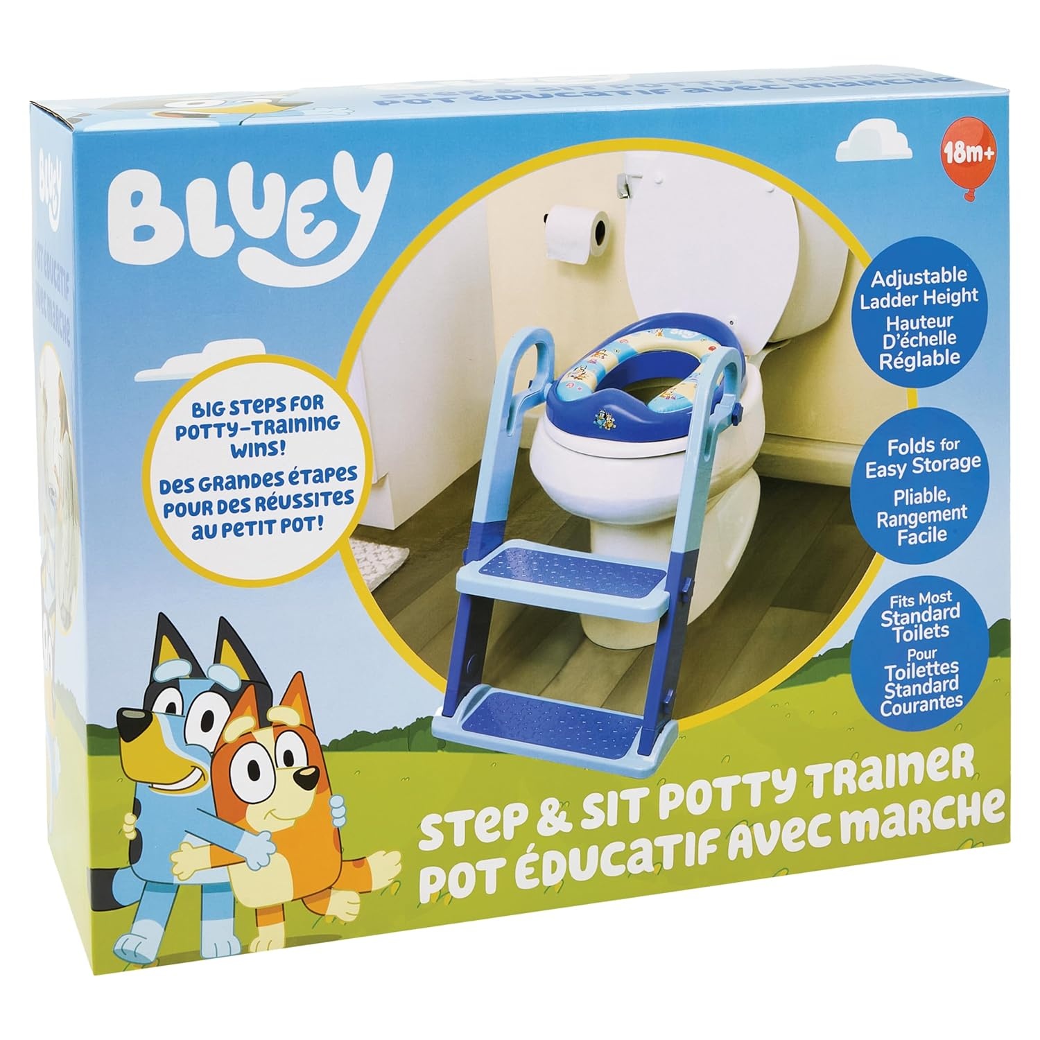 image:imageBluey Step amp Sit Potty Trainer Secure Ladder for KidSafe Climbs to Potty Fun Bluey Images on Cushioned Potty Seat Adjustable Ladder Height Removable Seat for Cleaning Folds for Storage
