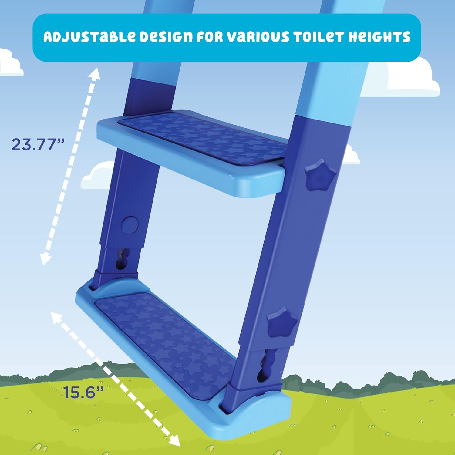 image:imageBluey Step amp Sit Potty Trainer Secure Ladder for KidSafe Climbs to Potty Fun Bluey Images on Cushioned Potty Seat Adjustable Ladder Height Removable Seat for Cleaning Folds for Storage