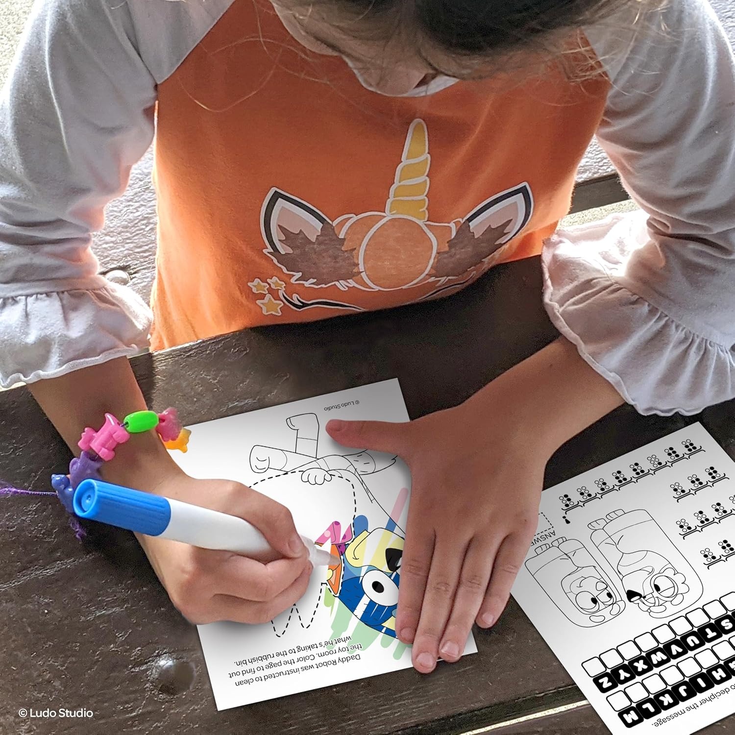image:imageBendon Official Bluey Imagine Ink Coloring Book Set 2 Pack with MessFree Markers 16 Pages 6 Magic Ink Markers Builtin Storage Case Travel Gift for Kids Ages 3