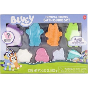 Bluey Family & Friends 8-Piece Scented Bath Bomb Set – 8 Unique Charms