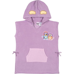 Bluey Girls Loop Terry Cloth Hooded Swim Coverup Toddler to Big Kid Sizes (2T – 10-12)(Lavander)