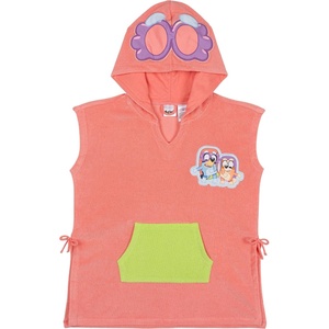 Bluey Girls Loop Terry Cloth Hooded Swim Coverup Toddler to Big Kid Sizes (2T – 10-12)(Orange)