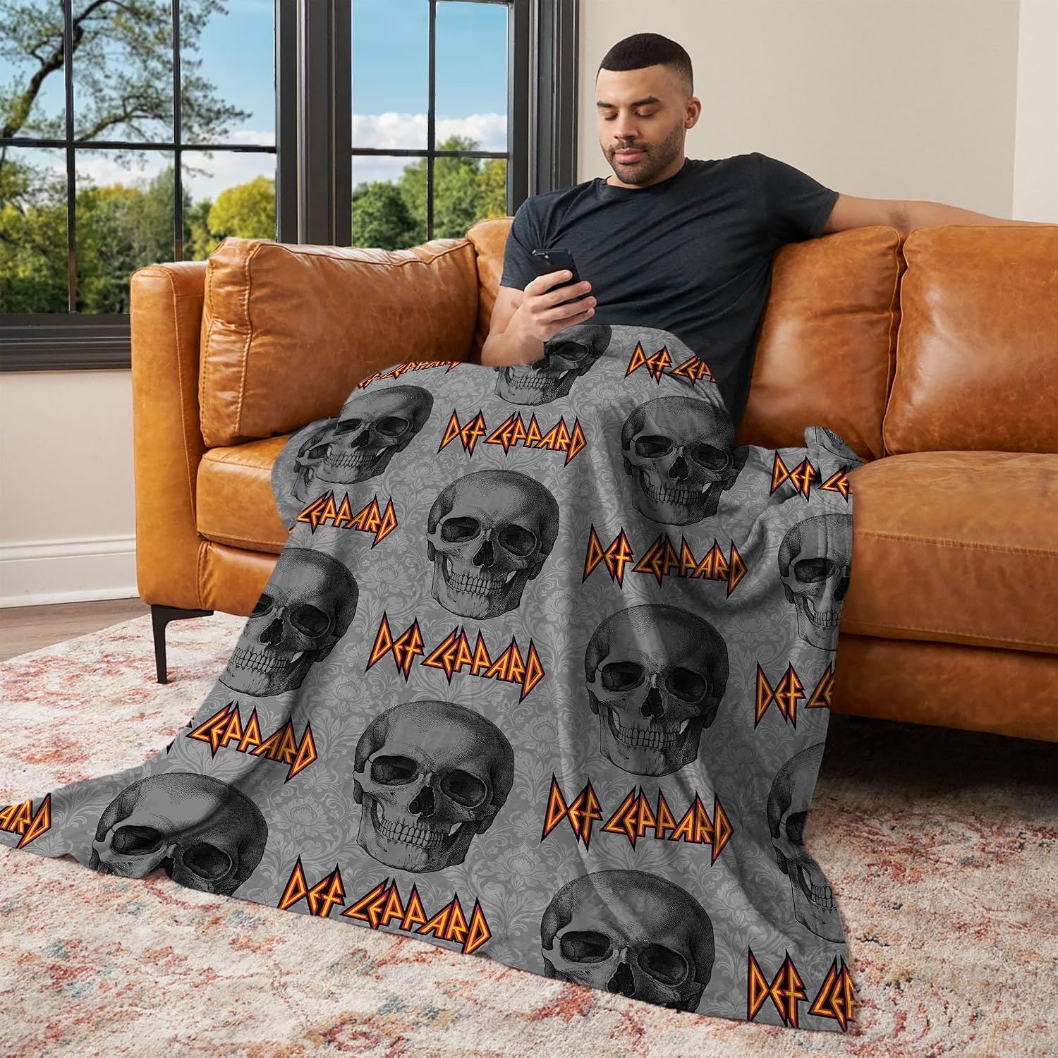 image:imageNorthwest Bluey Bunny Pup Throw Blanket Oversized Silk Touch Throw UltraSoft Lightweight Fleece Dcor 50 x 70 inchesDef Leppard Skull