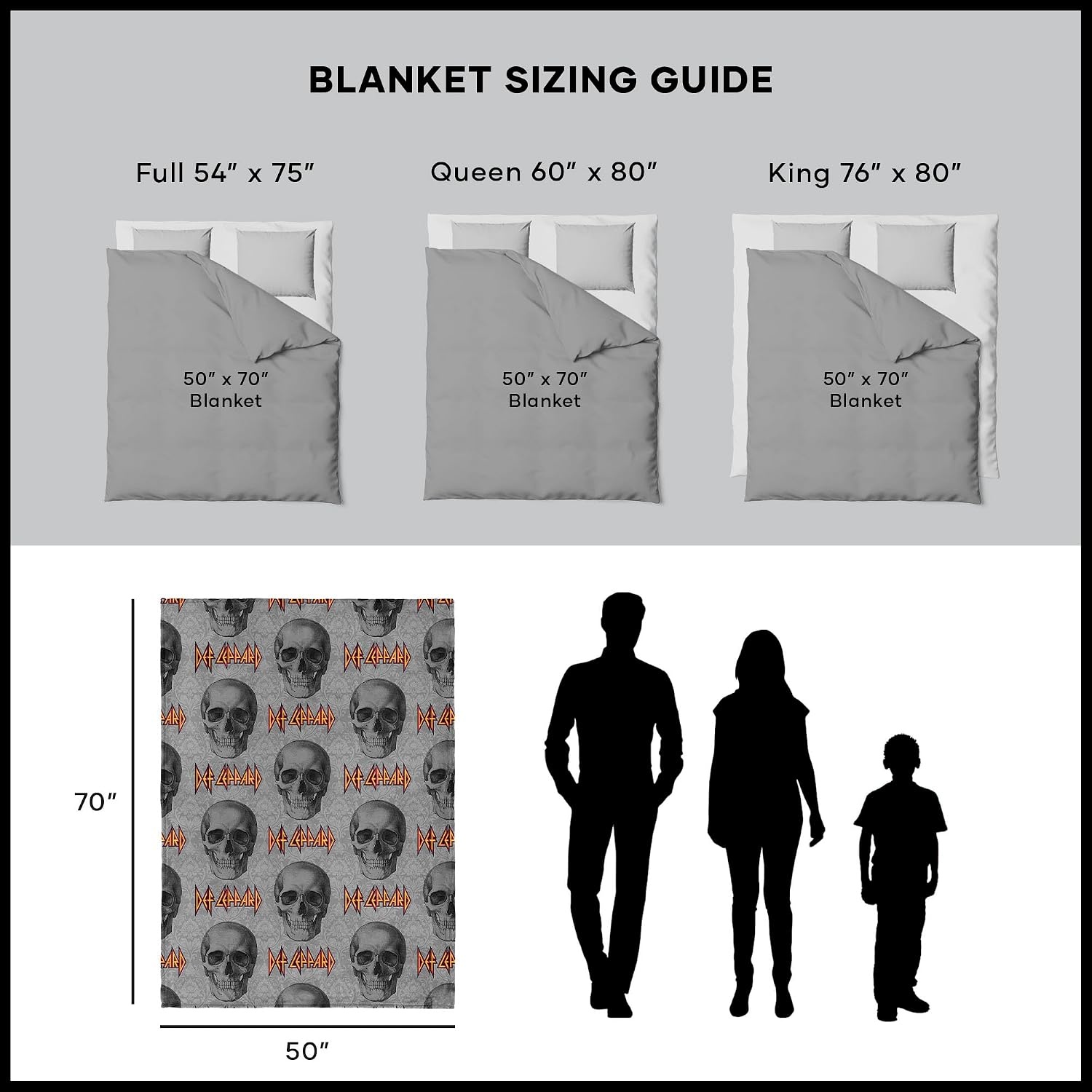 image:imageNorthwest Bluey Bunny Pup Throw Blanket Oversized Silk Touch Throw UltraSoft Lightweight Fleece Dcor 50 x 70 inchesDef Leppard Skull