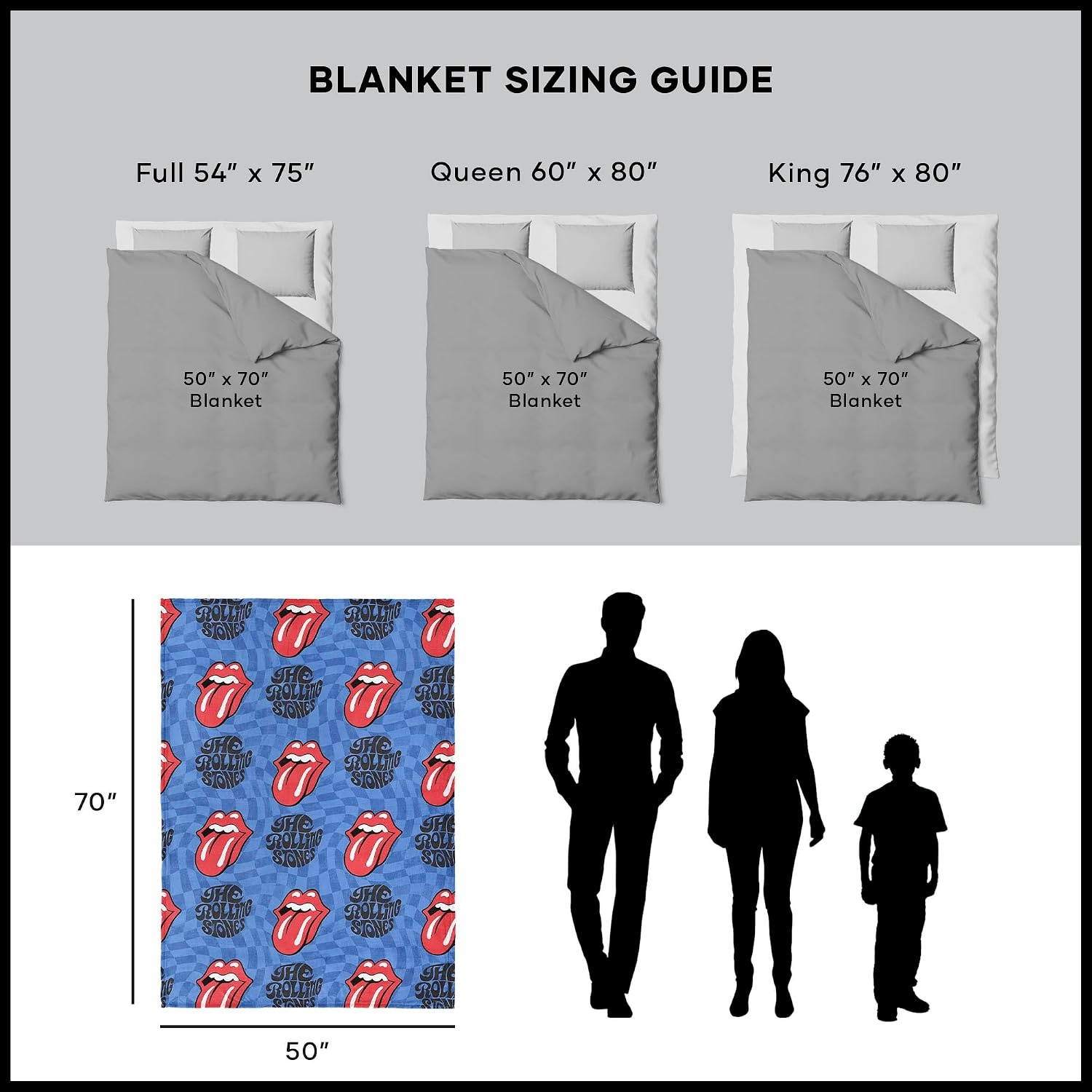 image:imageNorthwest Bluey Bunny Pup Throw Blanket Oversized Silk Touch Throw UltraSoft Lightweight Fleece Dcor 50 x 70 inchesThe Rolling Stones Checkered