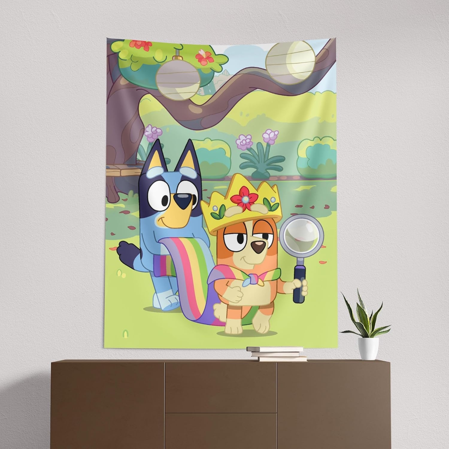 image:imageNorthwest Bluey Happy Explorers Wall Hanging Tapestry Nursery Playroom Decor Lightweight Washable Fade Resistant 40x57 inchesBluey Queen Bingo