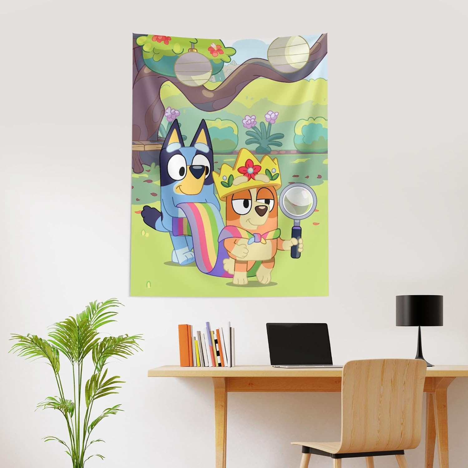 image:imageNorthwest Bluey Happy Explorers Wall Hanging Tapestry Nursery Playroom Decor Lightweight Washable Fade Resistant 40x57 inchesBluey Queen Bingo