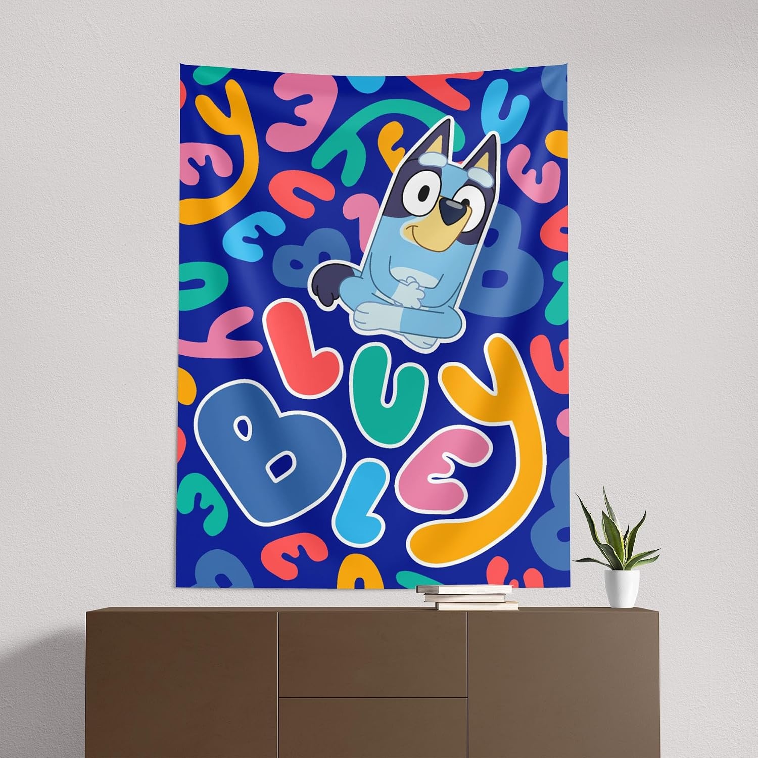 image:imageNorthwest Bluey Happy Explorers Wall Hanging Tapestry Nursery Playroom Decor Lightweight Washable Fade Resistant 40x57 inchesBluey Spelling Bluey