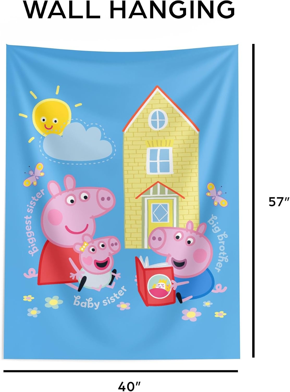 image:imageNorthwest Bluey Happy Explorers Wall Hanging Tapestry Nursery Playroom Decor Lightweight Washable Fade Resistant 40x57 inchesPeppa Pig Sibling Time