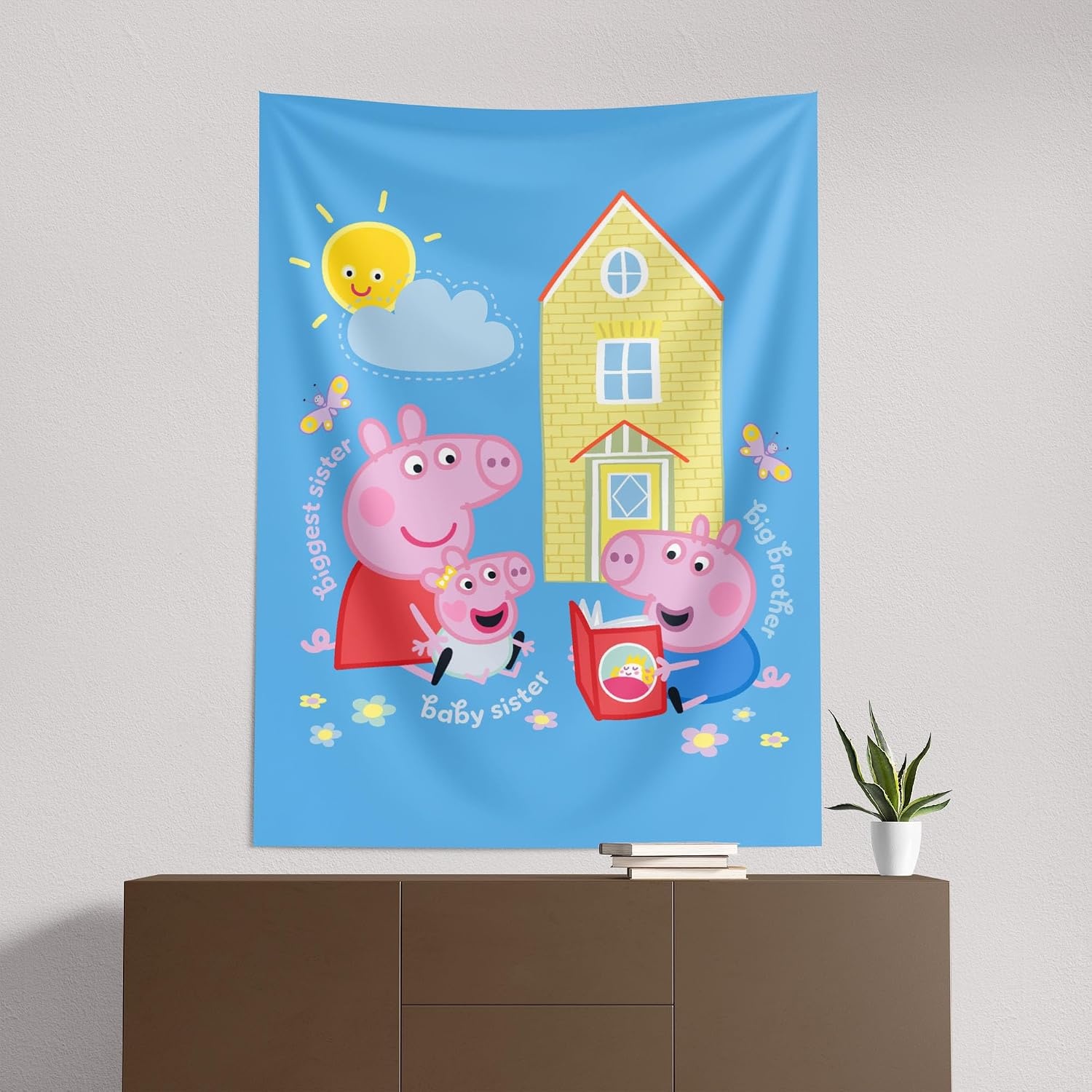 image:imageNorthwest Bluey Happy Explorers Wall Hanging Tapestry Nursery Playroom Decor Lightweight Washable Fade Resistant 40x57 inchesPeppa Pig Sibling Time