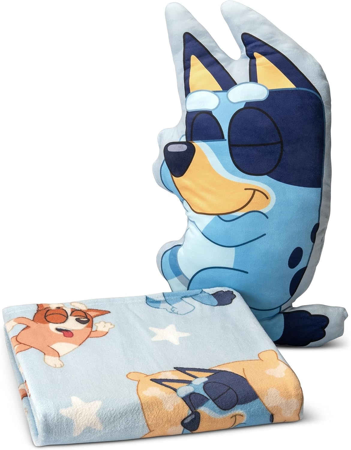 image:imageNorthwest Bluey and Bingo Rainbow Cloud Pal and Throw Blanket Set Soft 50 x 60 Inch Fleece Throw with 24 Inch Character Shaped Pillow Cozy 2Piece Gift Set for Bedroom or TravelBluey Sleeping