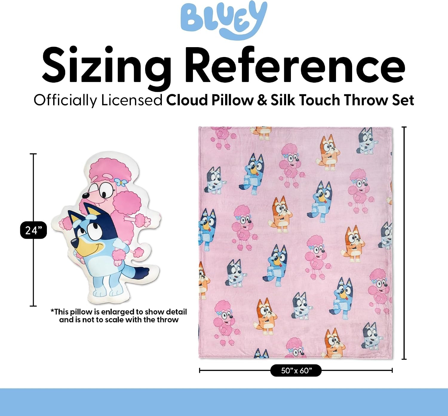 image:imageNorthwest Bluey and Bingo Rainbow Cloud Pal and Throw Blanket Set Soft 50 x 60 Inch Fleece Throw with 24 Inch Character Shaped Pillow Cozy 2Piece Gift Set for Bedroom or TravelBluey and Coco Bestie