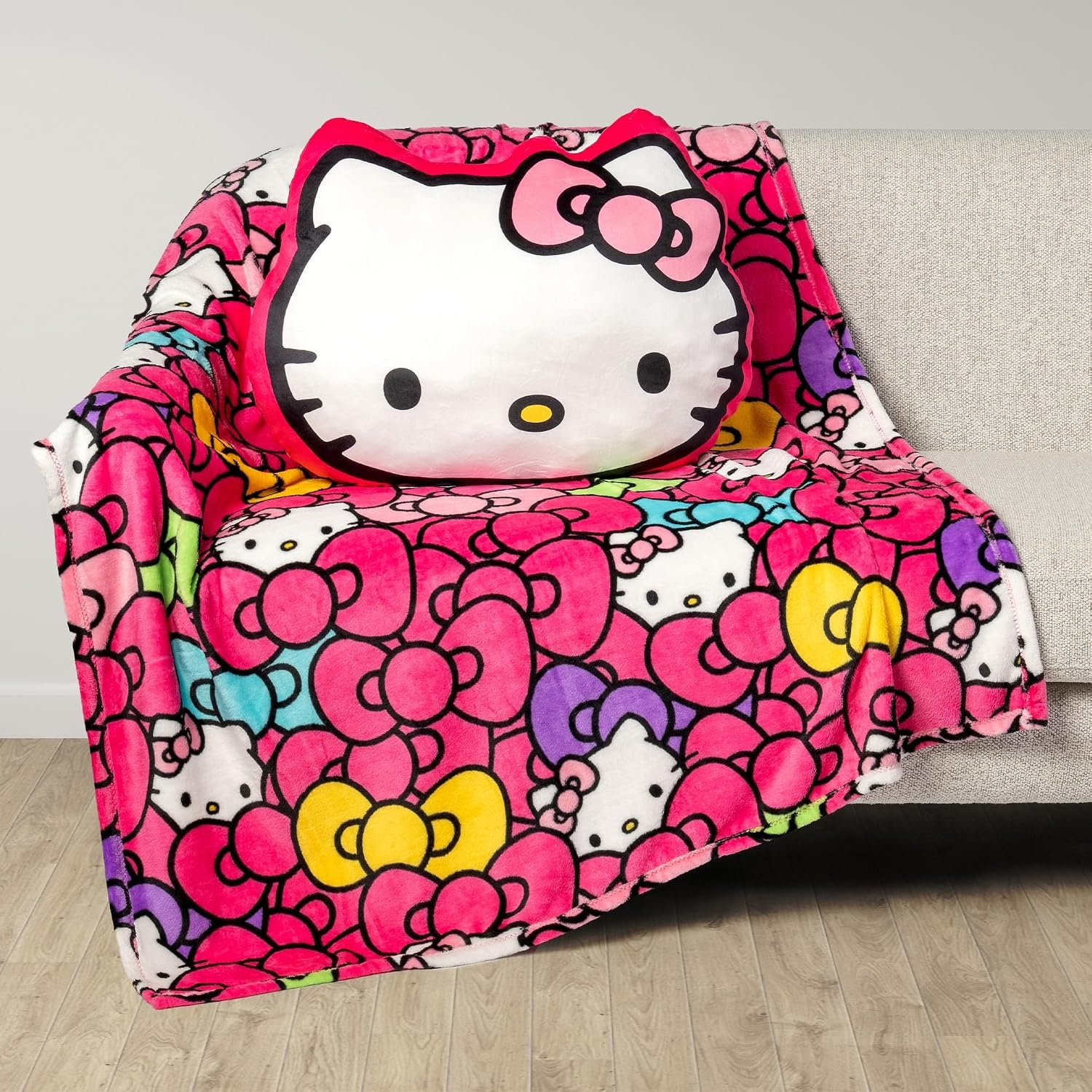 image:imageNorthwest Bluey and Bingo Rainbow Cloud Pal and Throw Blanket Set Soft 50 x 60 Inch Fleece Throw with 24 Inch Character Shaped Pillow Cozy 2Piece Gift Set for Bedroom or TravelHello Kitty Lost in Bows