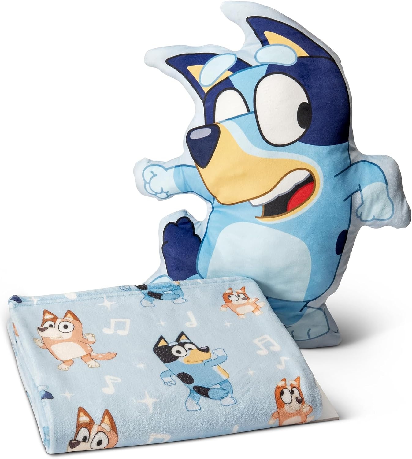 image:imageNorthwest Bluey and Bingo Rainbow Cloud Pal and Throw Blanket Set Soft 50 x 60 Inch Fleece Throw with 24 Inch Character Shaped Pillow Cozy 2Piece Gift Set for Bedroom or TravelBluey and Family Dance